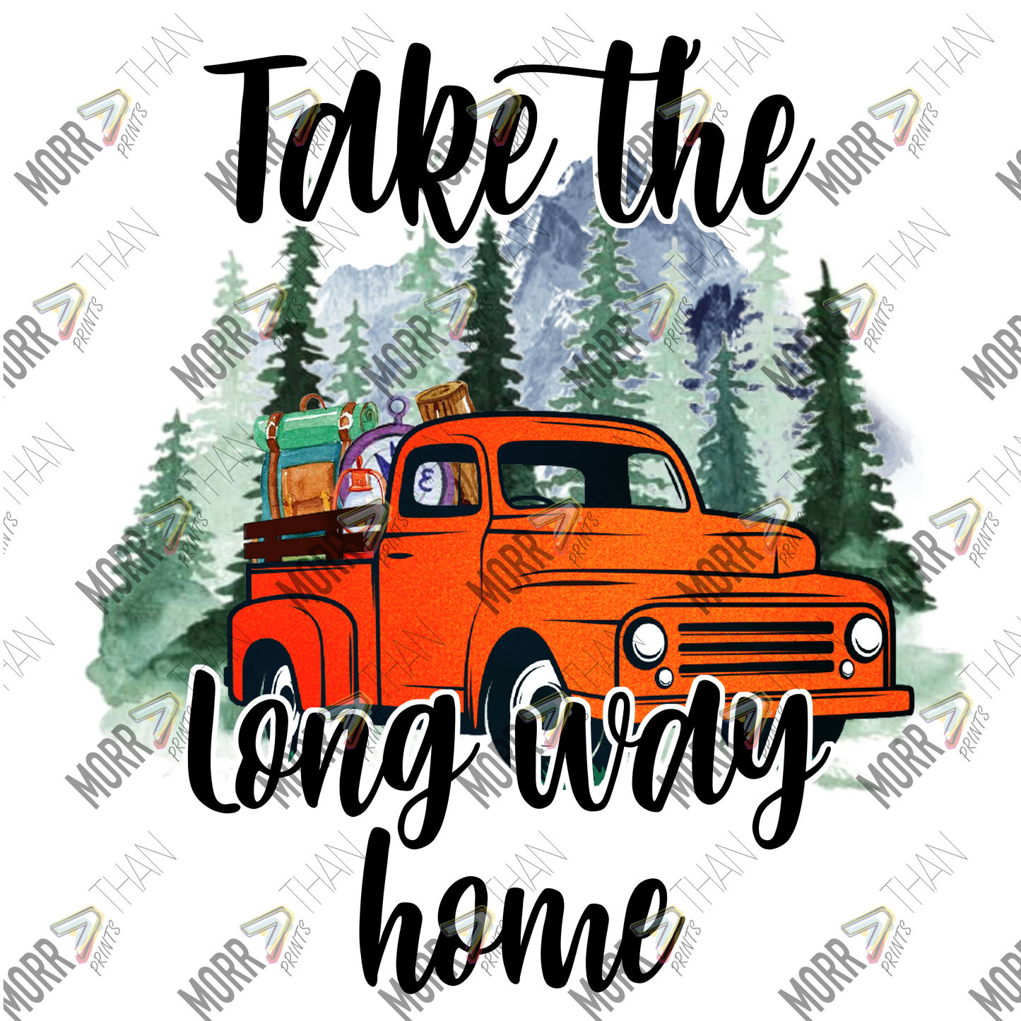 Take The Long Way Home Red Truck Forest