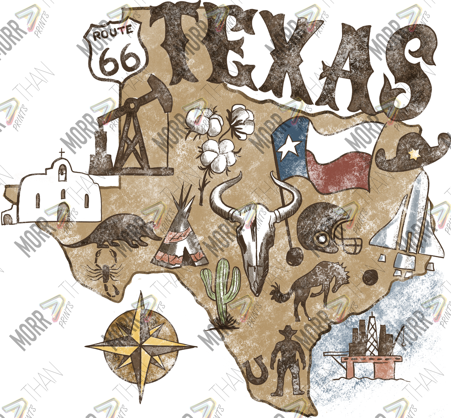 Texas State Western DTF Print