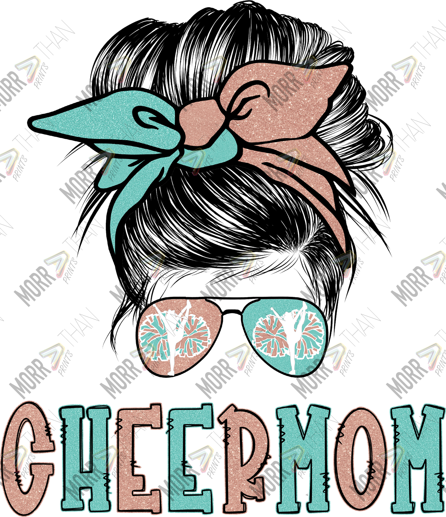 Cheer Mom Messy Bun DTF Print
