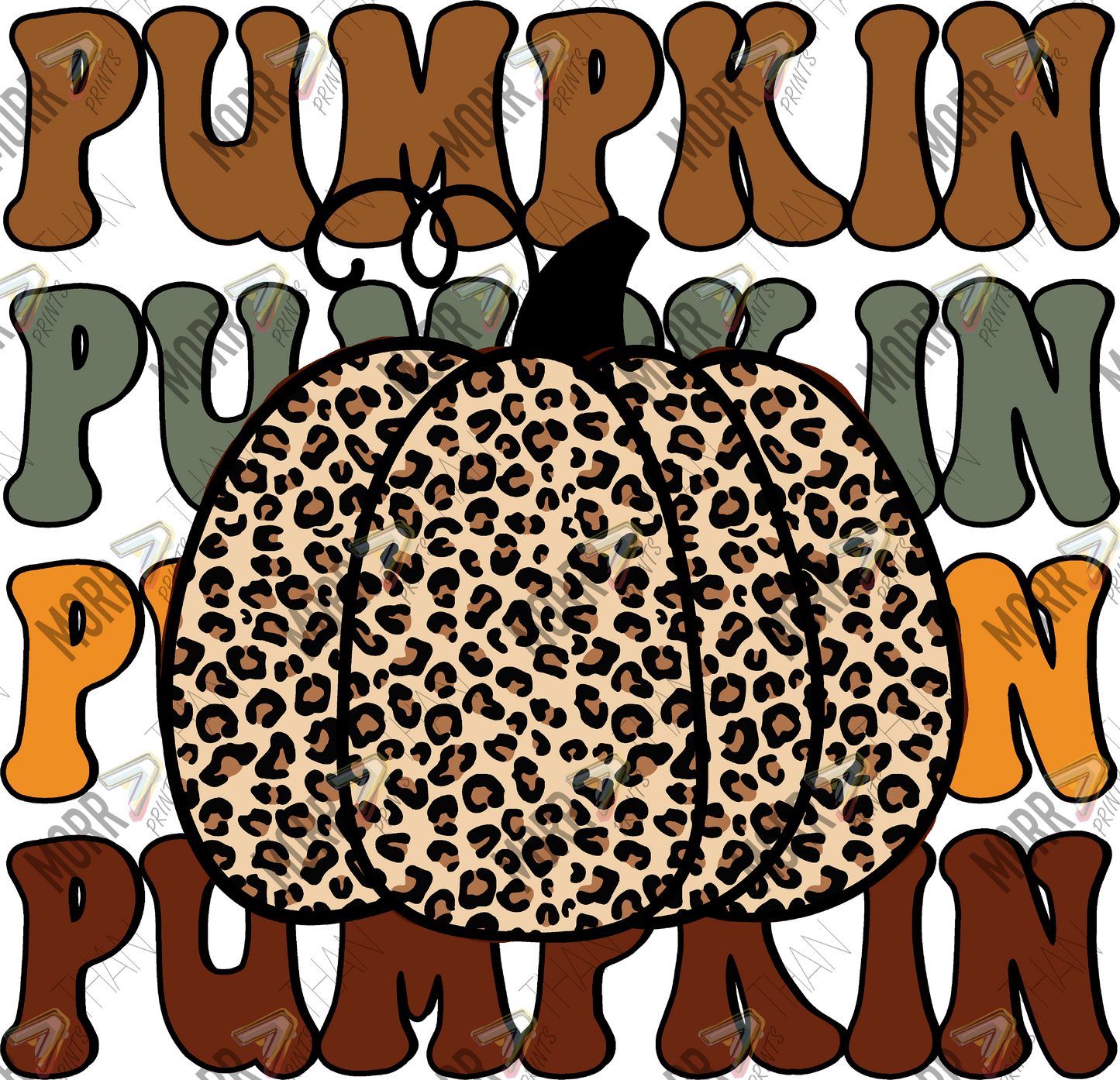 Pumpkin Repeat Leopard Pumpkin DTF Print