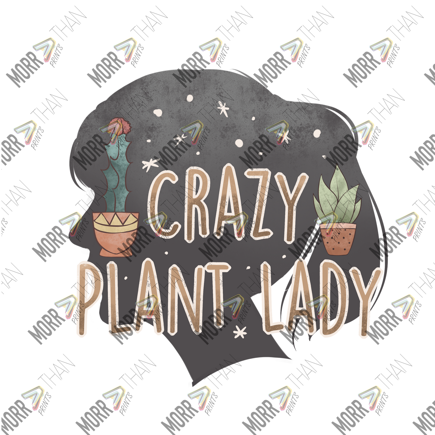 Crazy Plant Lady Head Silhouette