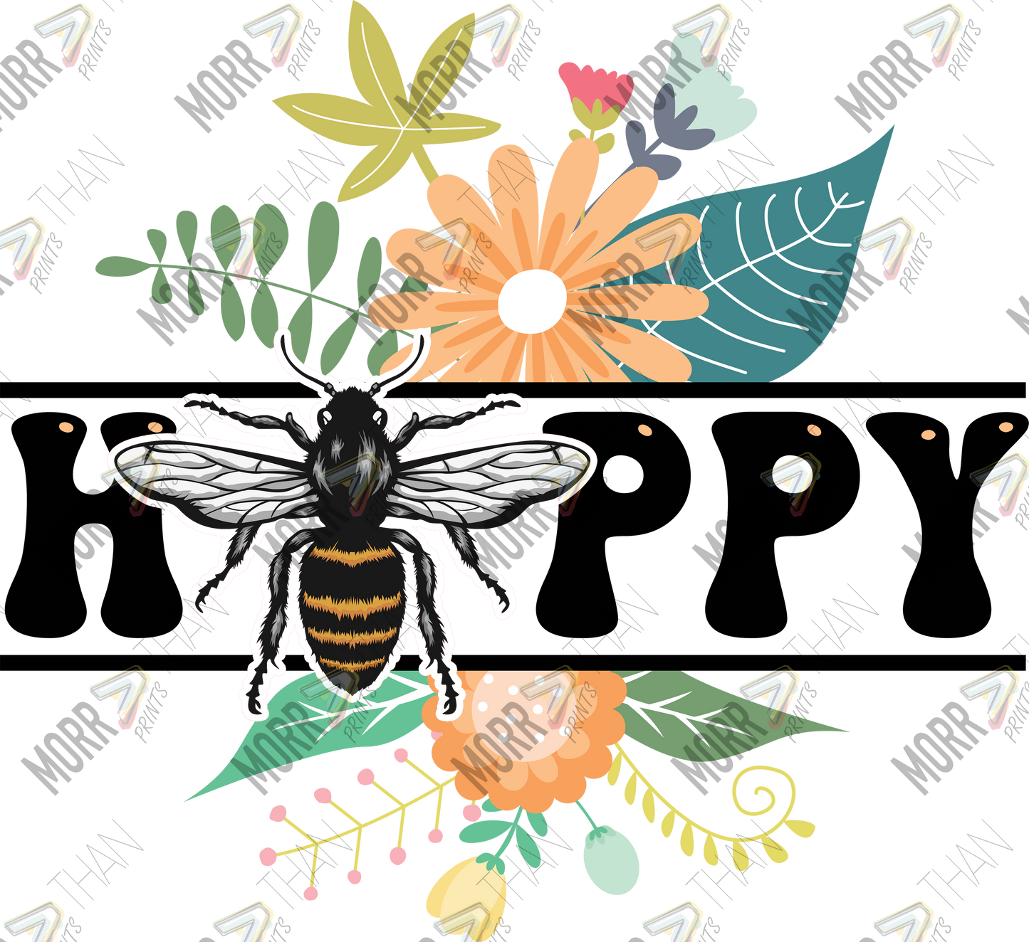 Bee Happy DTF Print