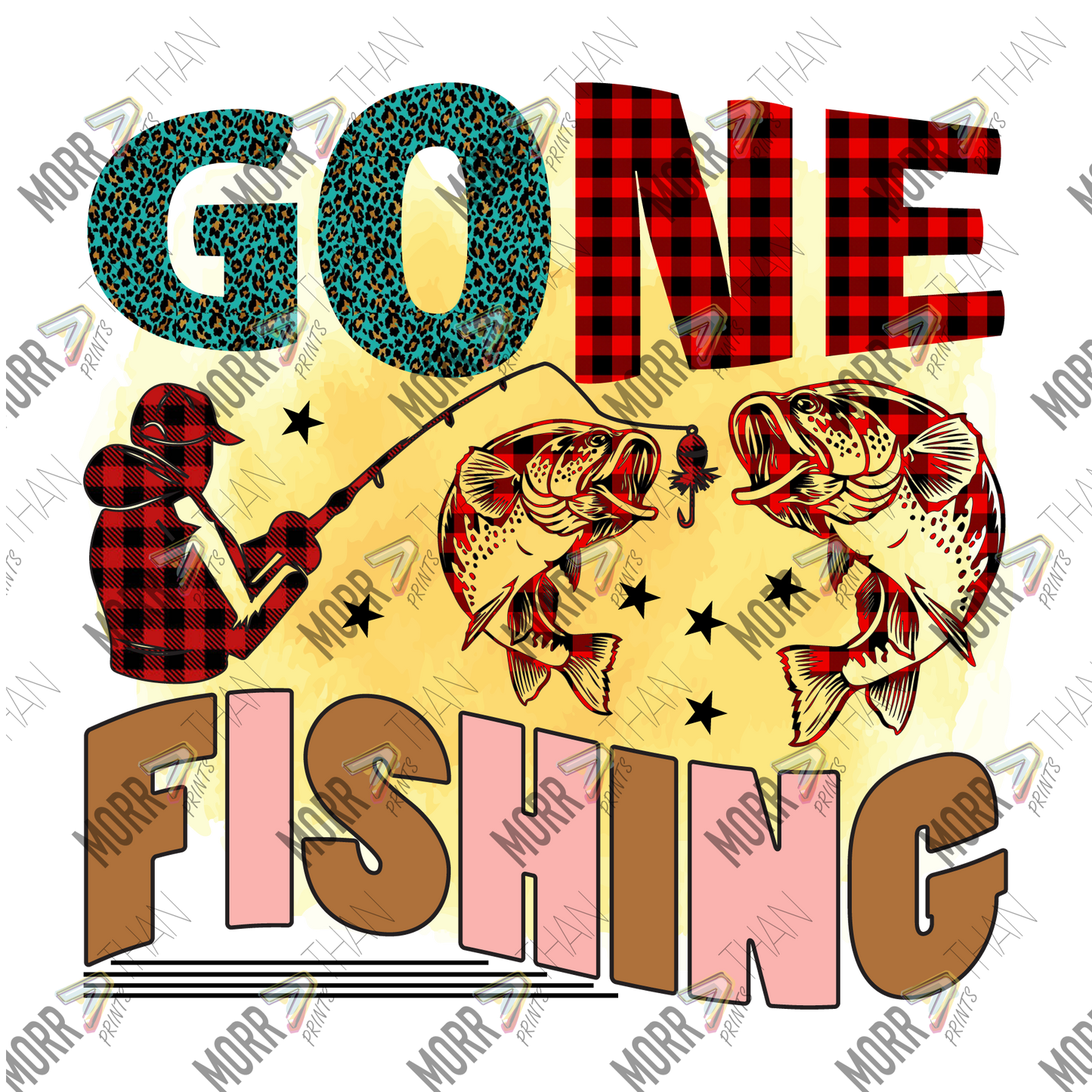 Gone Fishing Yellow Background
