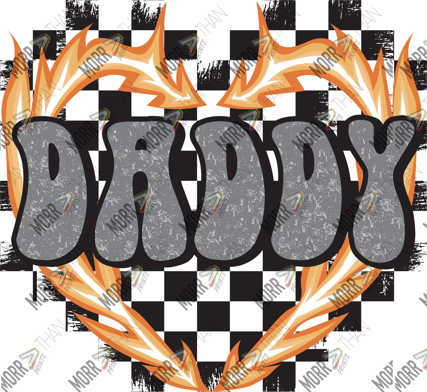 Daddy Flame Heart Checkered