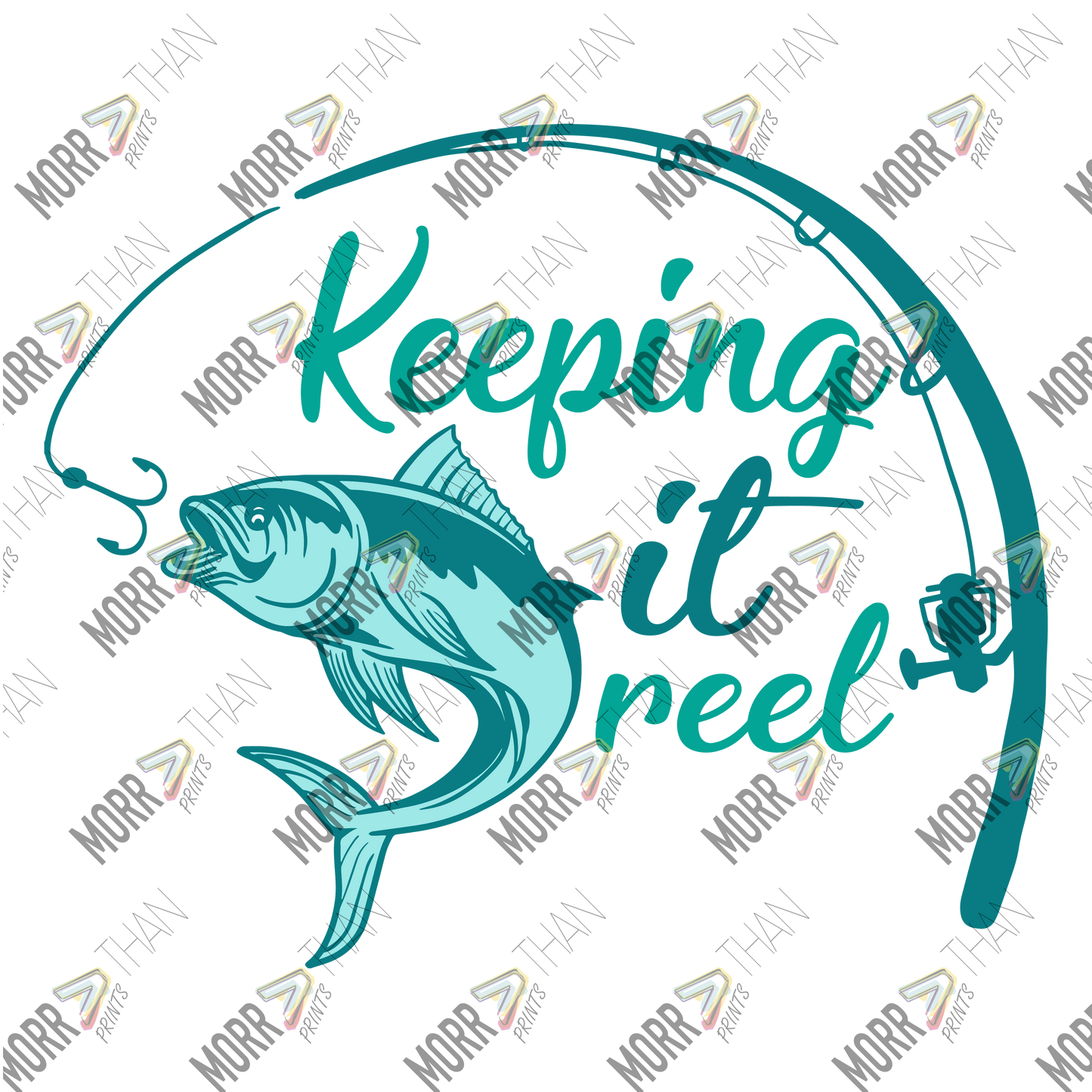 Keepin It Reel Fish and Rod Teal