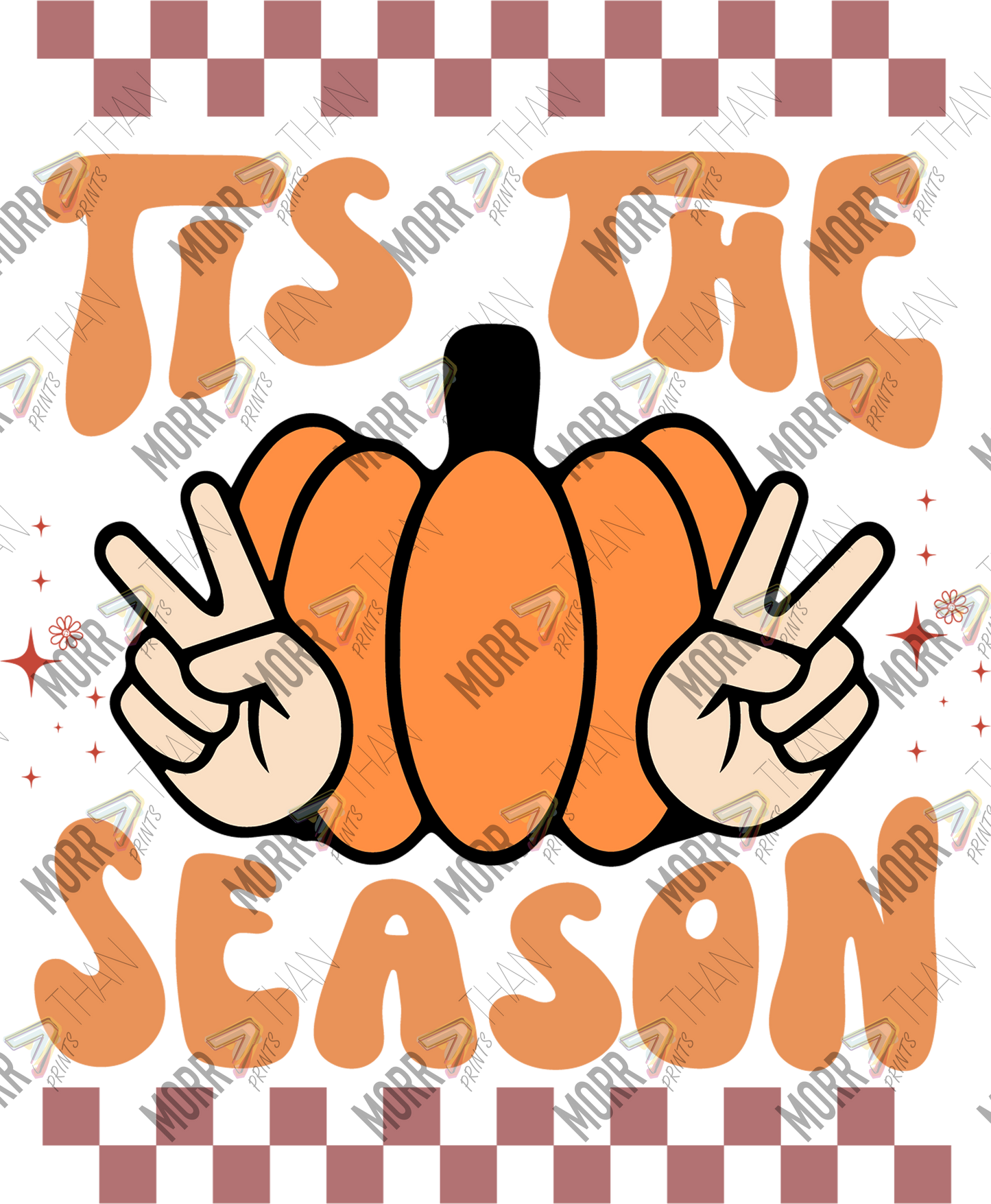 Tis the Season Pumpkin Peace Fingers DTF Print