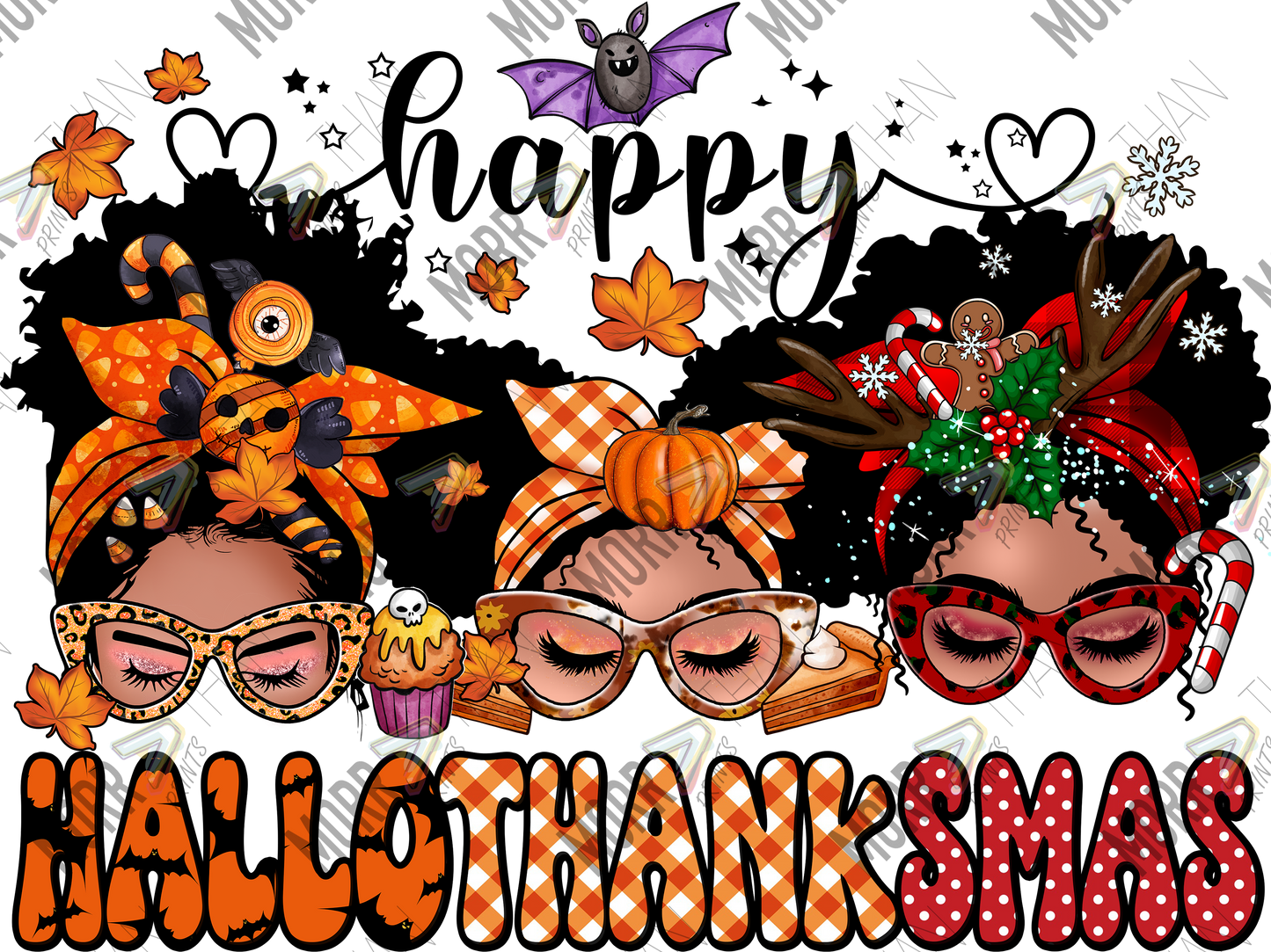 Happy Hallo-Thank-Mas Women DTF Print