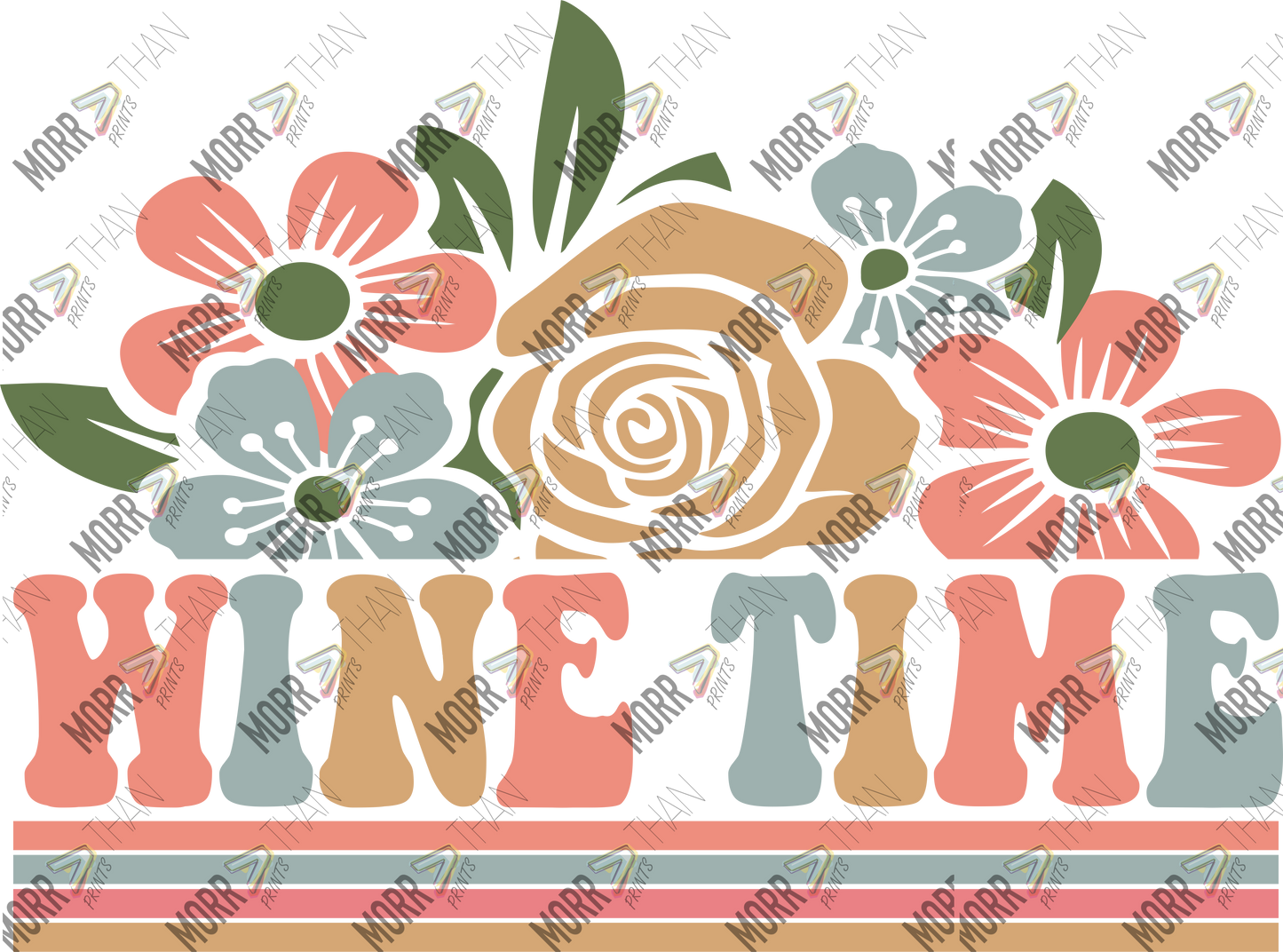 Wine Time Floral Stencil