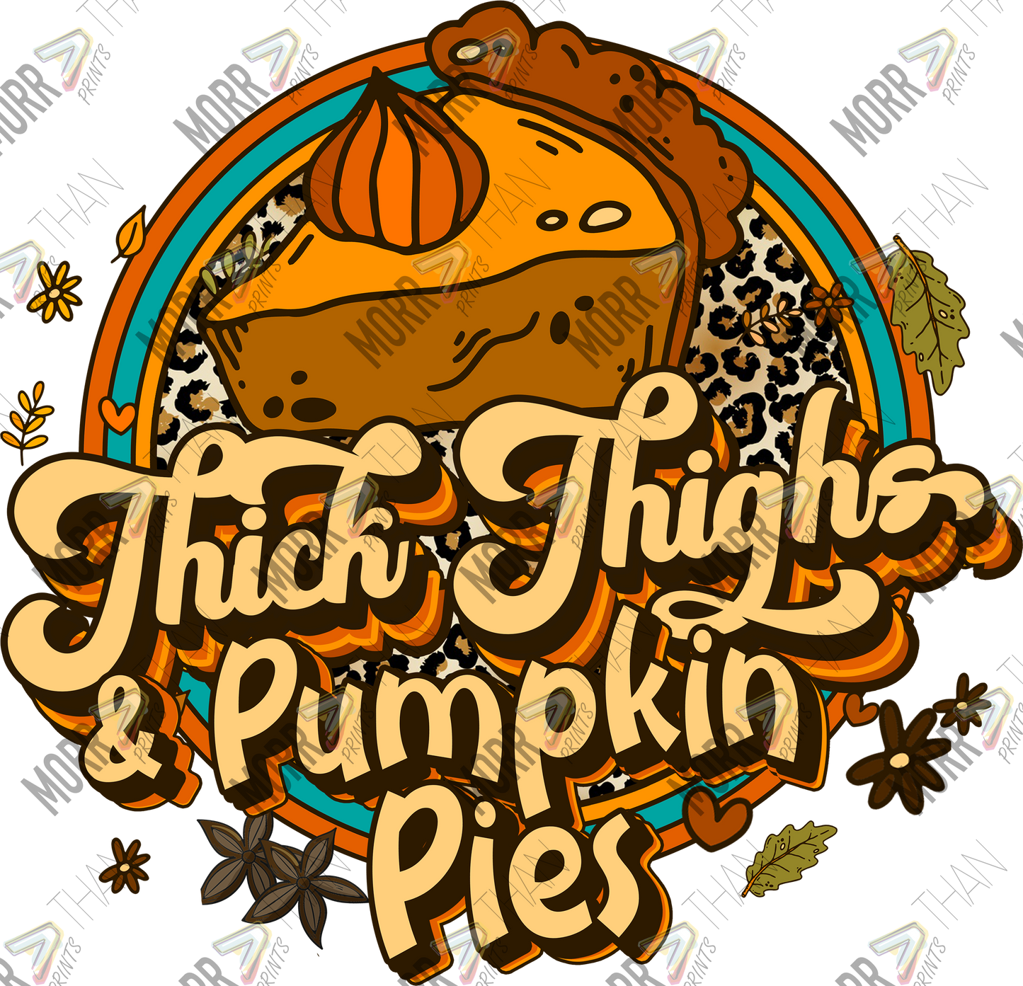 Thick Thighs and Pumpkin Pies Leopard Patch DTF Print