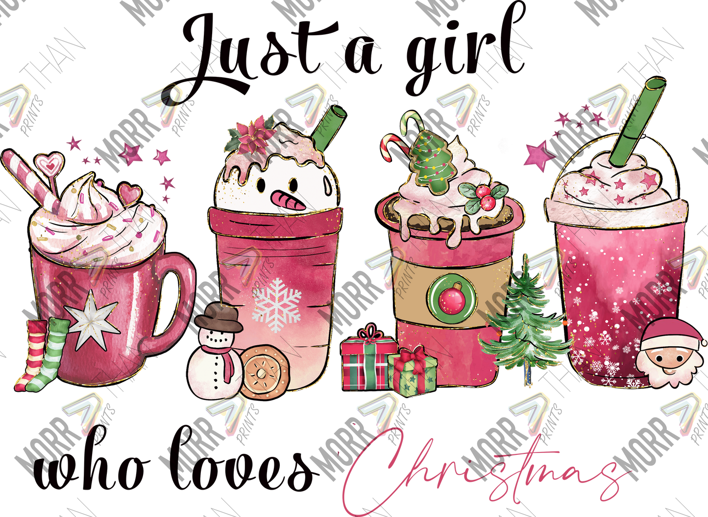 Girl Who Loves Christmas Pink Coffee