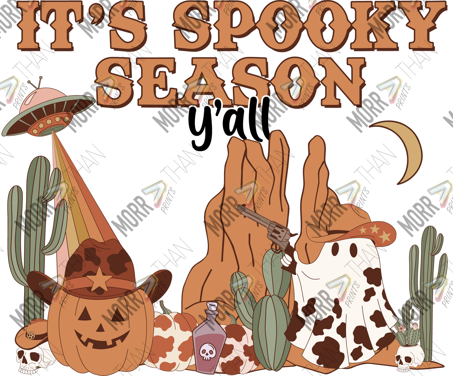 Spooky Season Yall Desert Characters DTF Print