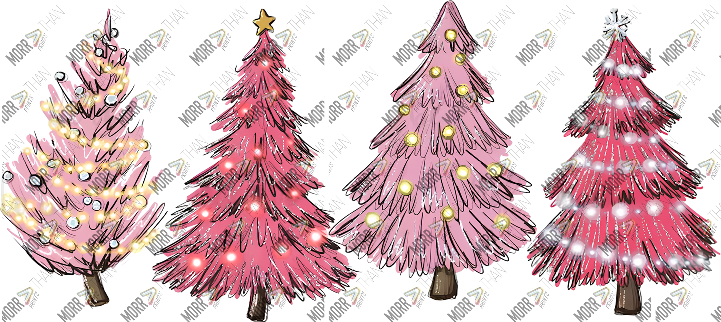 Pink Christmas Trees Sparkle