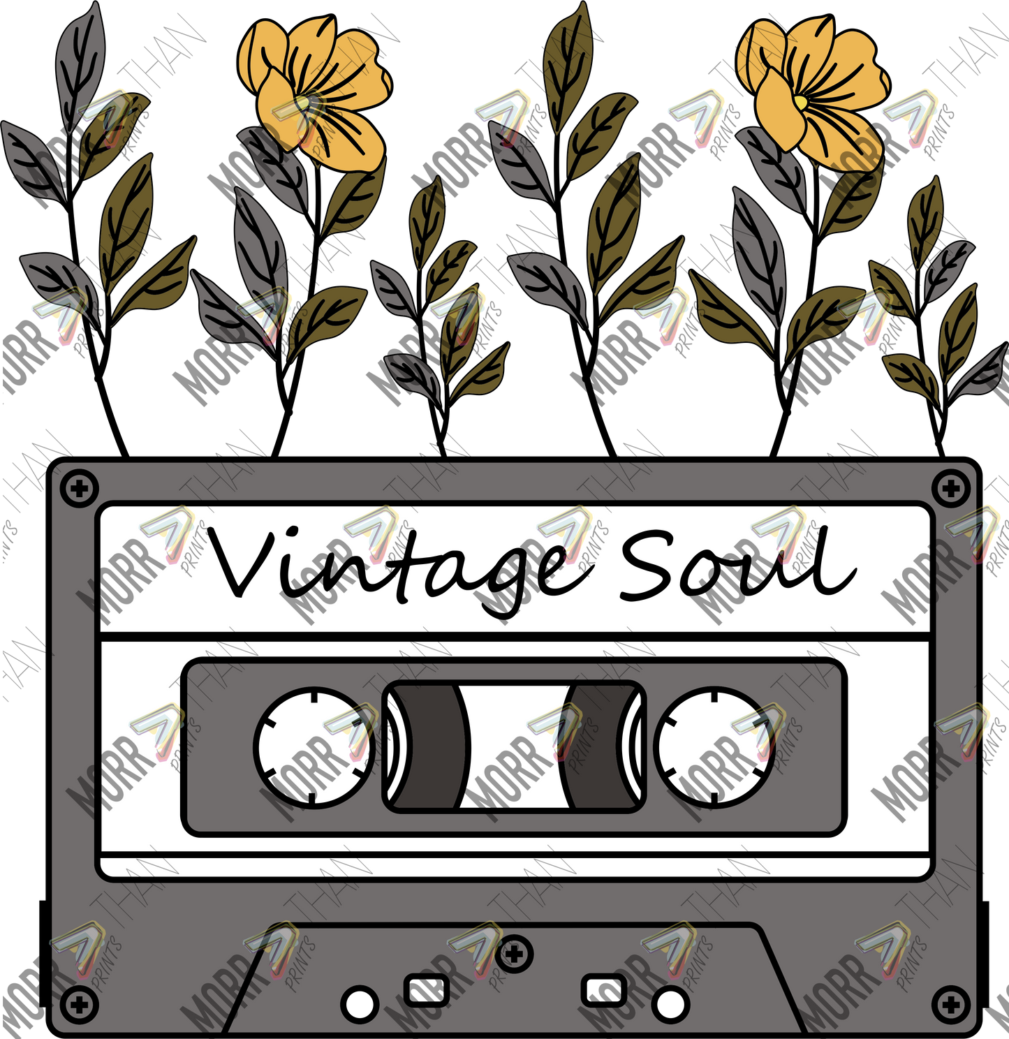 Vintage Soul Cassette Yellow Flowers
