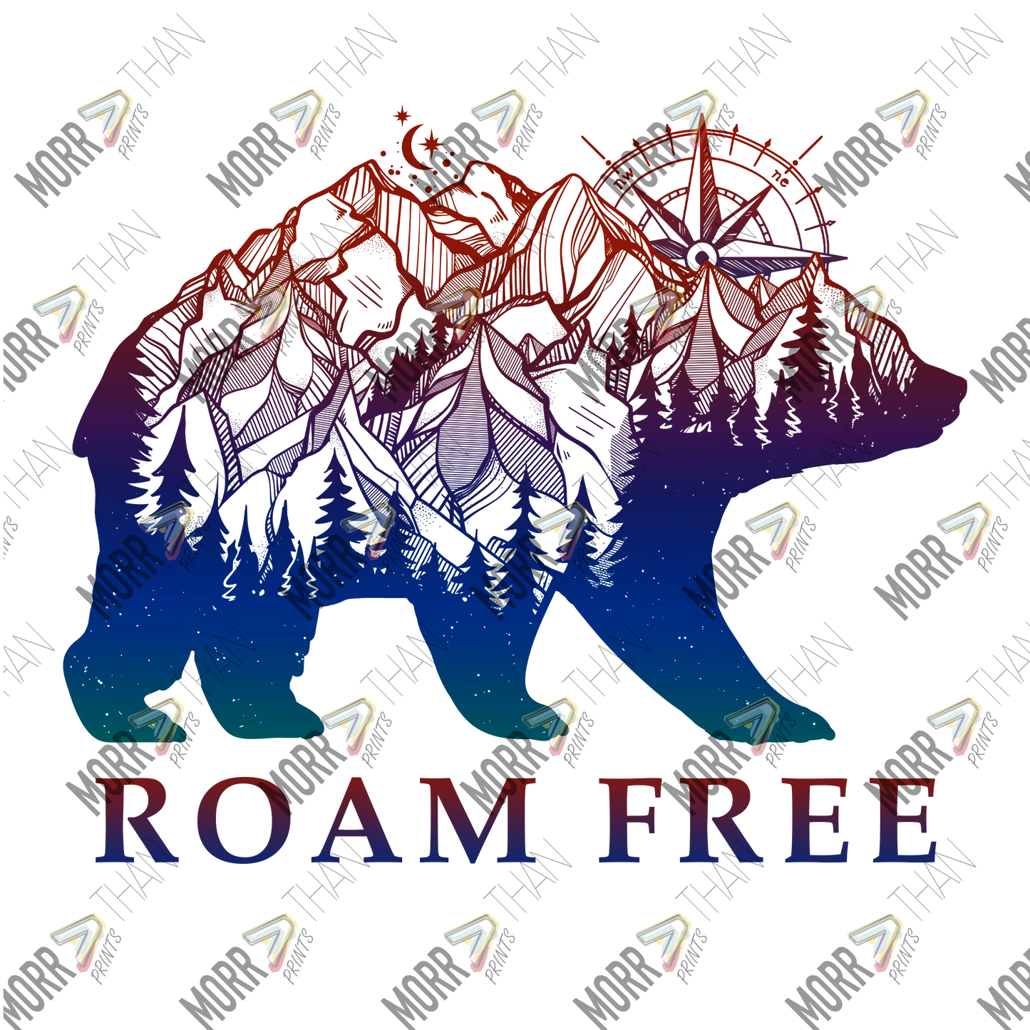 Roam Free Bear with Mountains and Compass