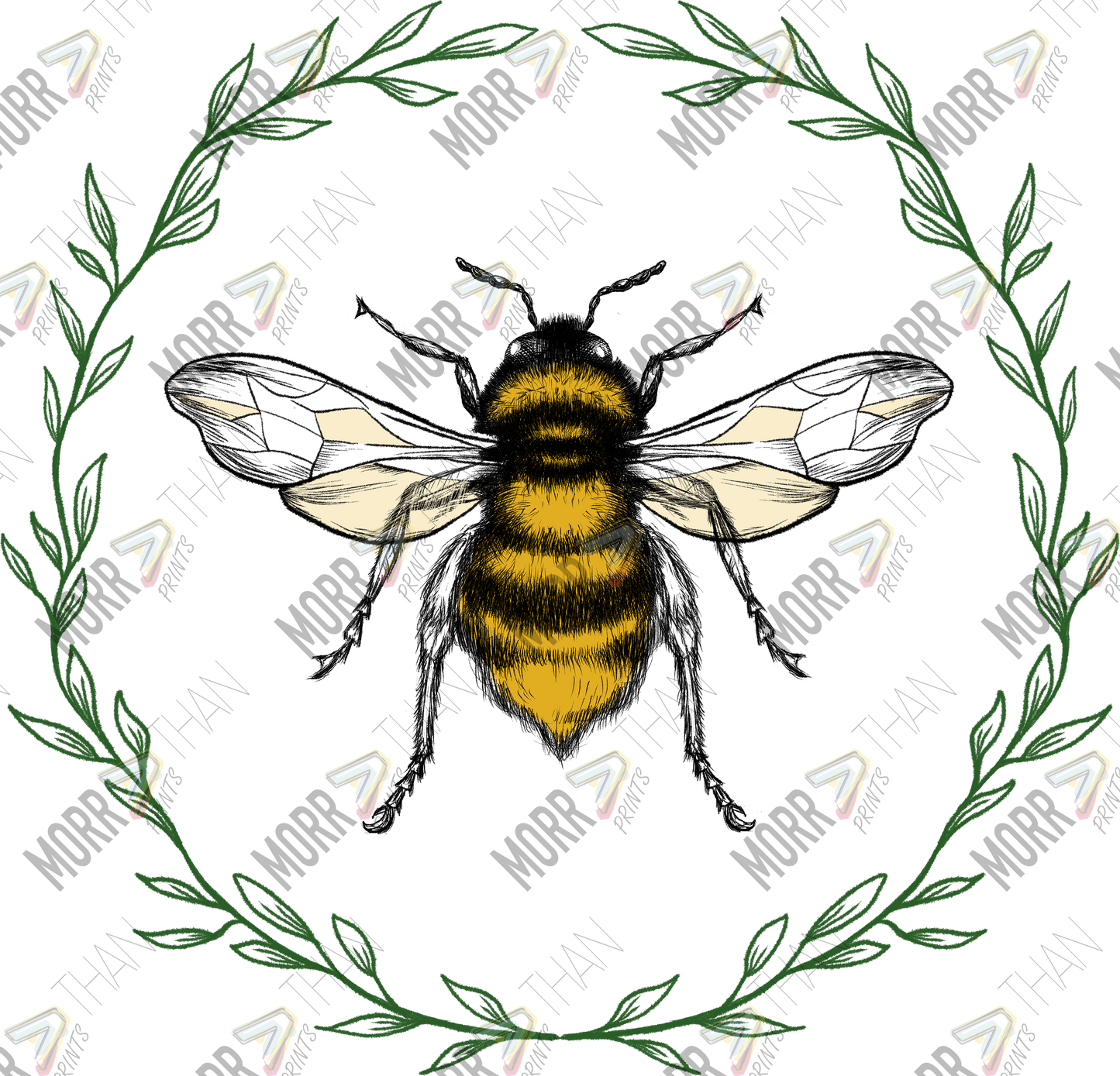 Bee With Leaf Ring DTF Print