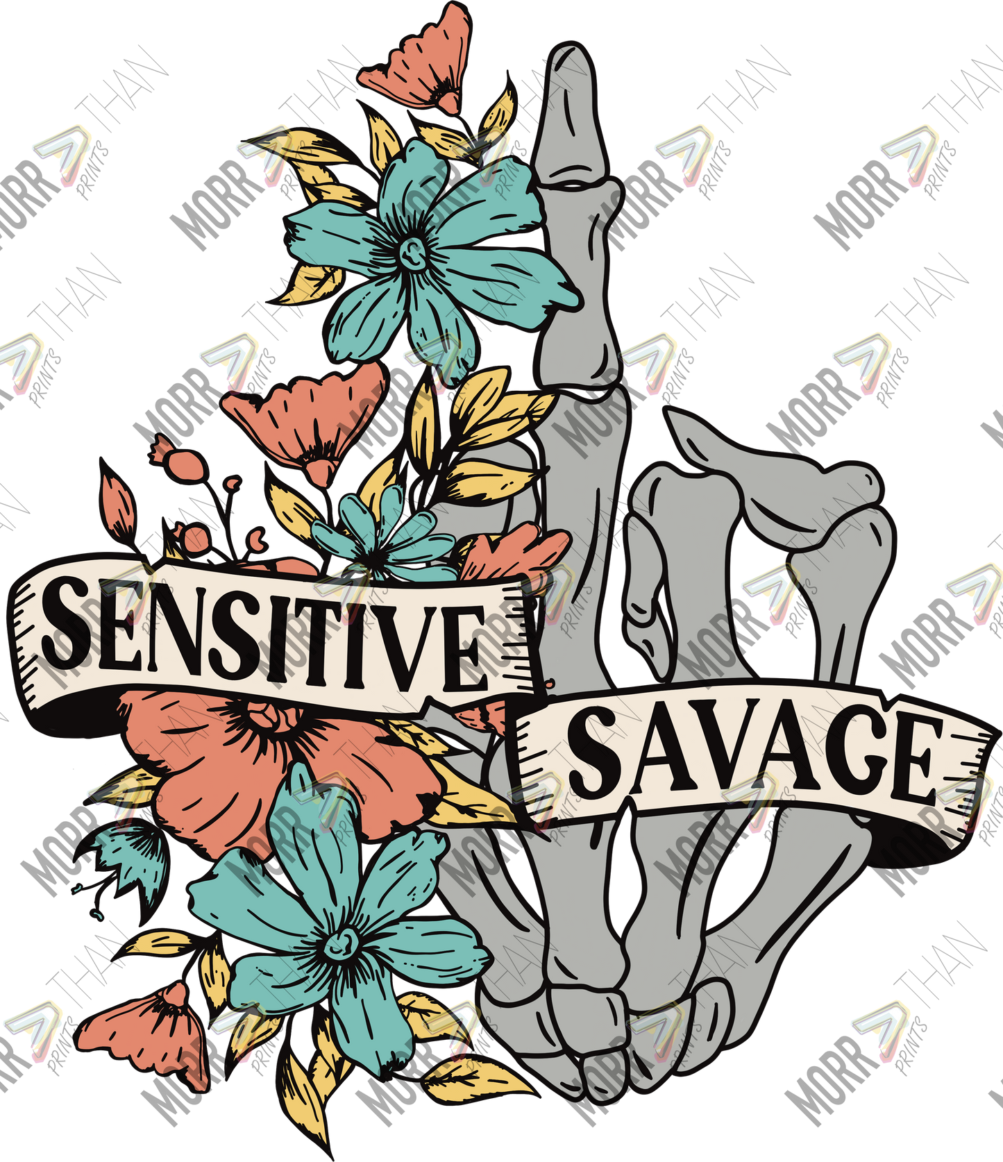 Sensitive Savage Skeleton Hand DTF Print