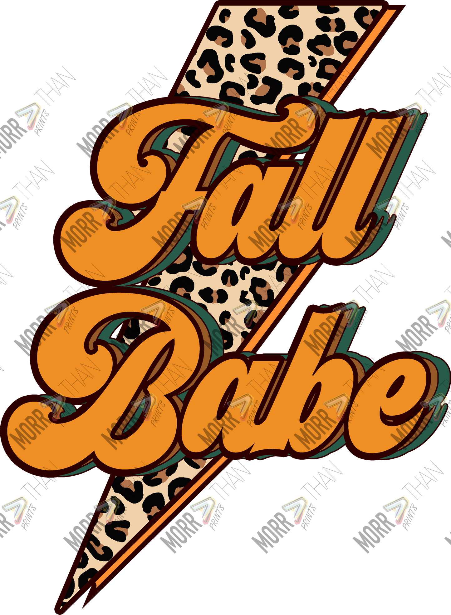 Fall Babe Leopard Bolt DTF Print