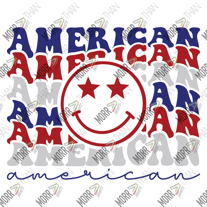 American Wavy Repeat Star Eyed Smiley