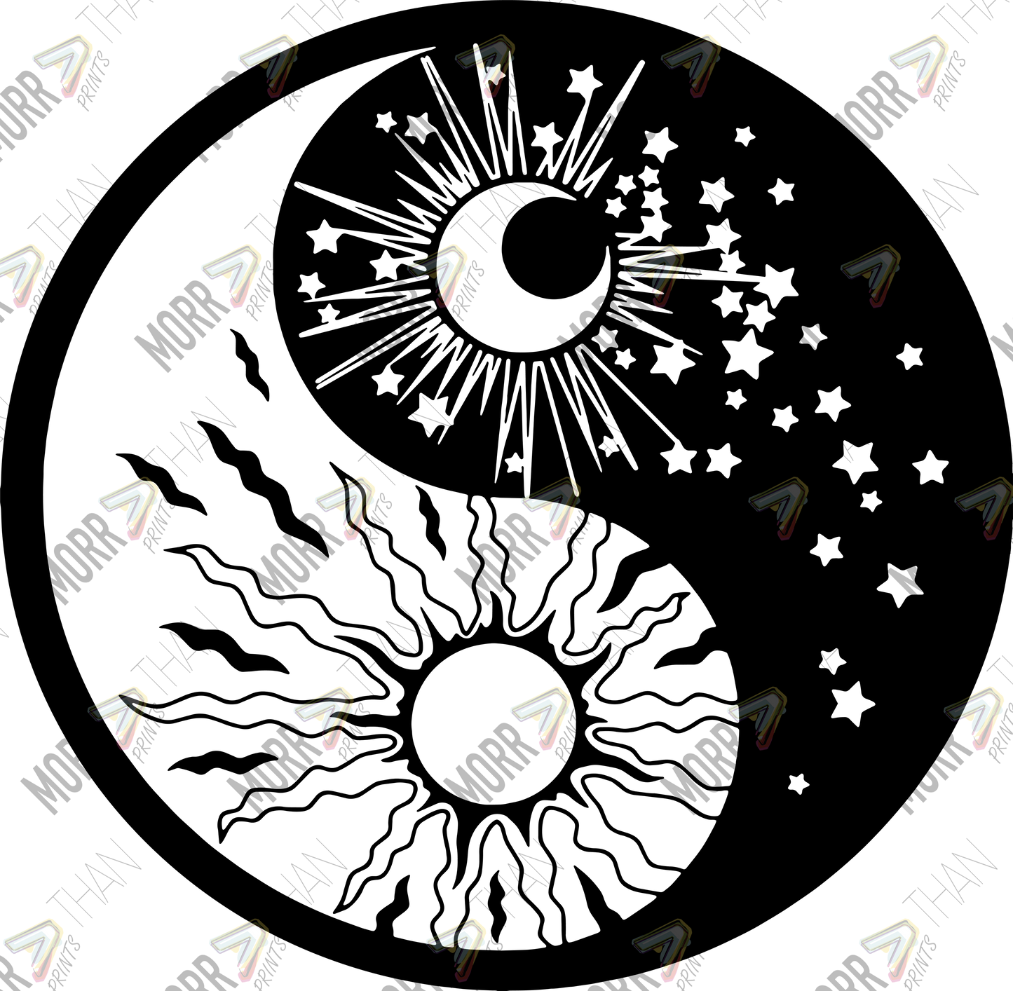 Sun and Moon Ying and Yang DTF Print