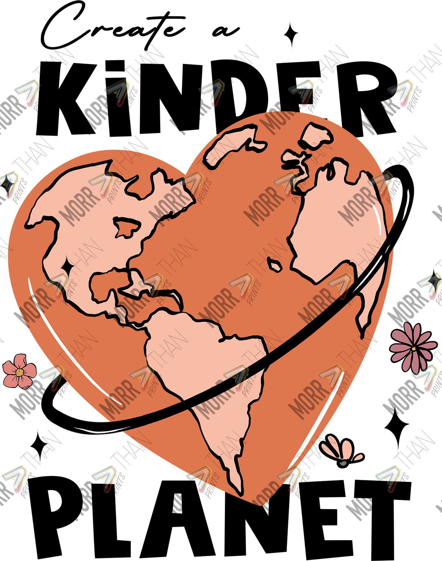 Kinder Planet Heart Earth DTF Print