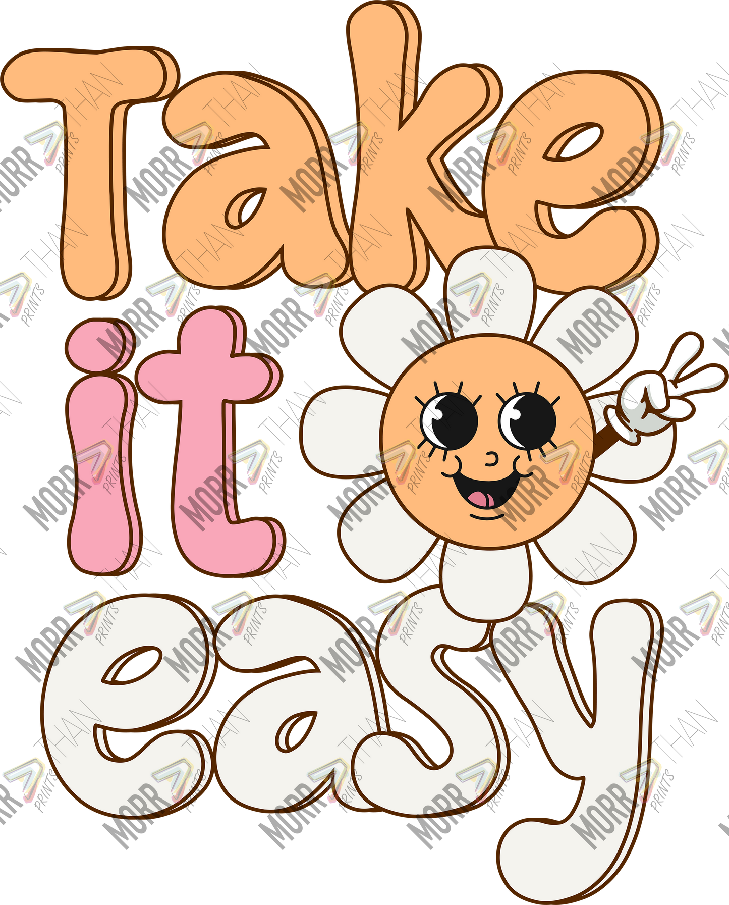 Take It Easy Cartoon DTF Print