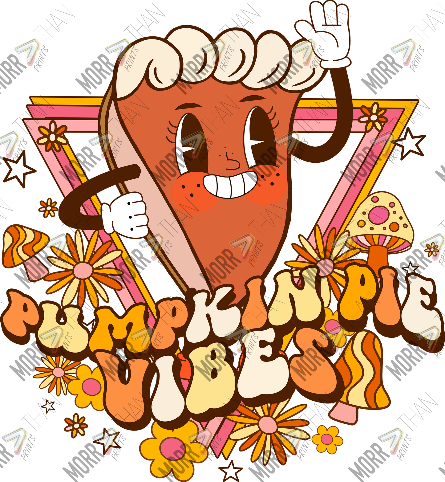 Pumpkin Pie Vibes Cartoon DTF Print