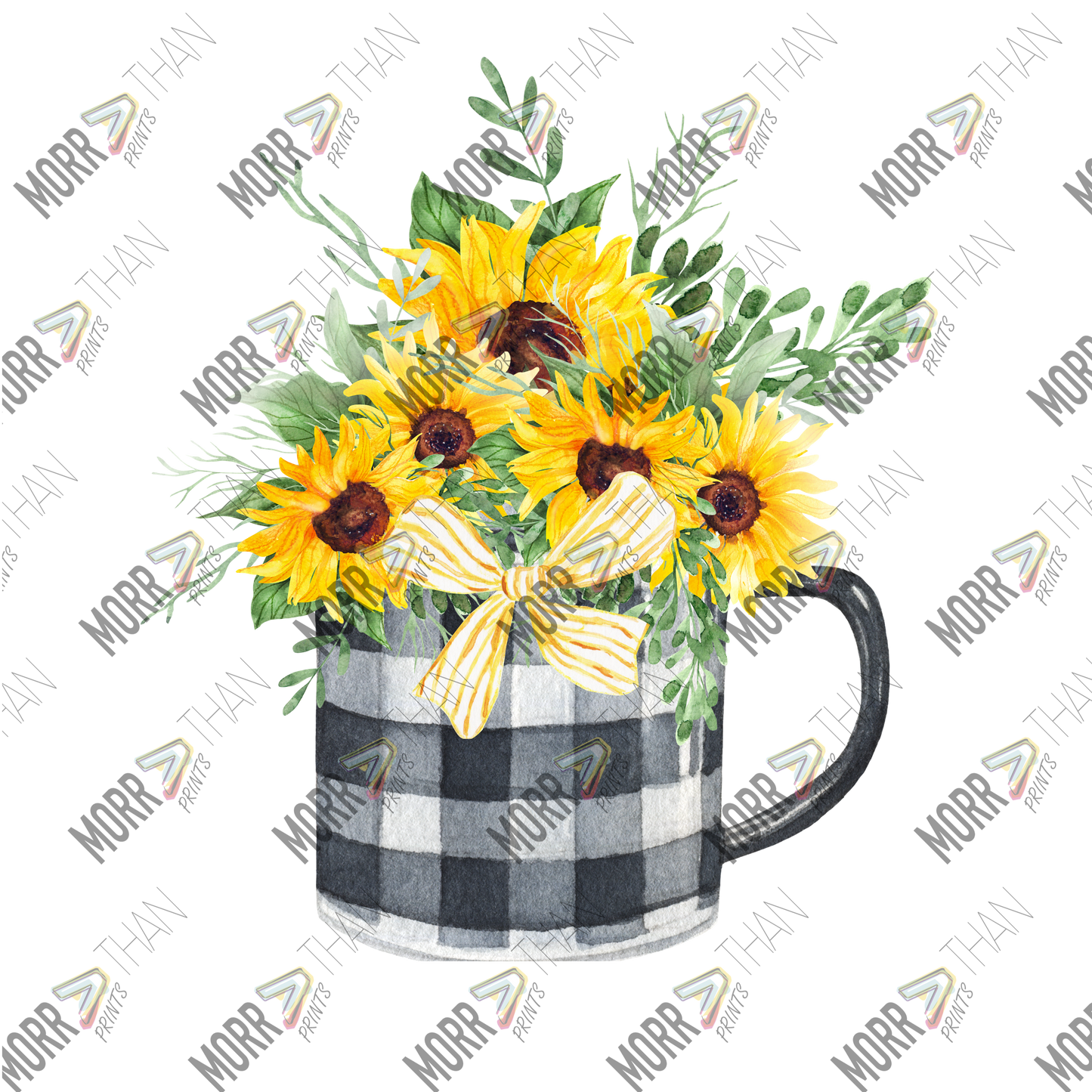 Sunflowers In Plaid Pot