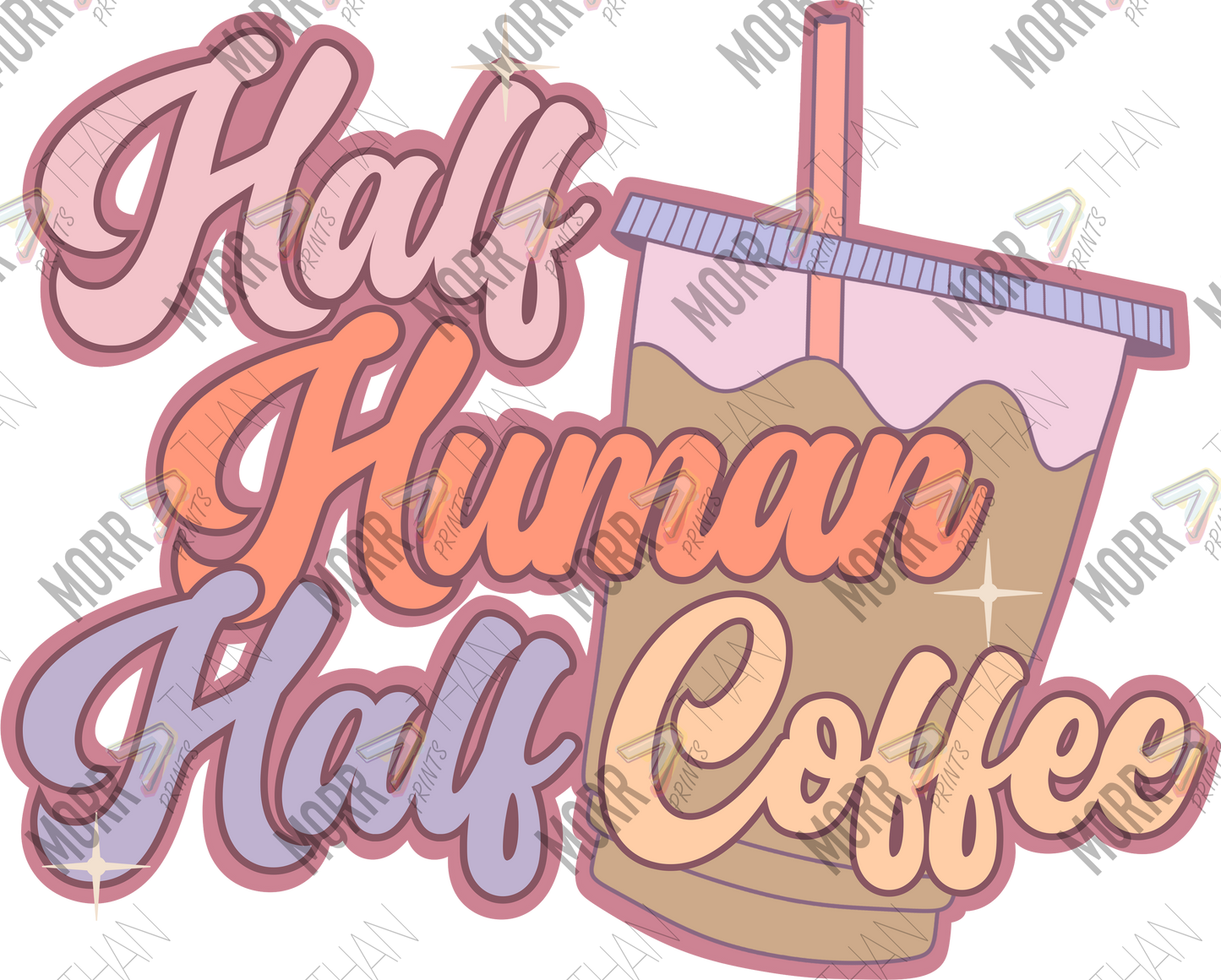 Half Human Half Coffee DTF Print