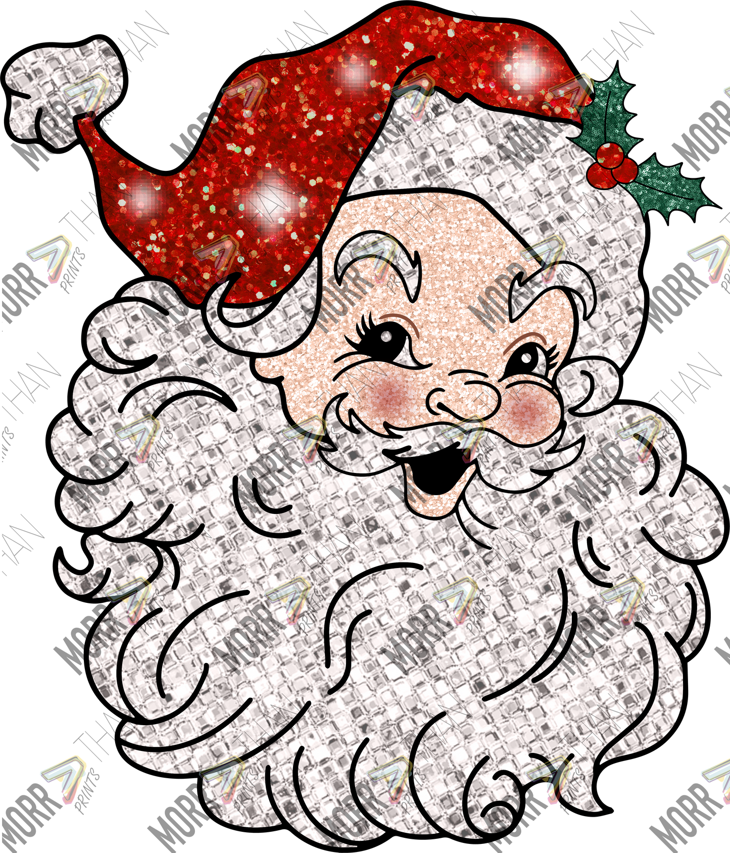 Traditional Glitter Santa