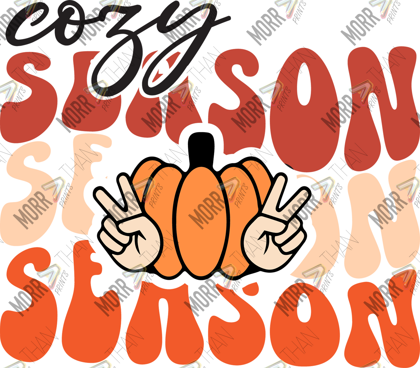 Cozy Season Repeat Pumpkin Peace Fingers DTF Print