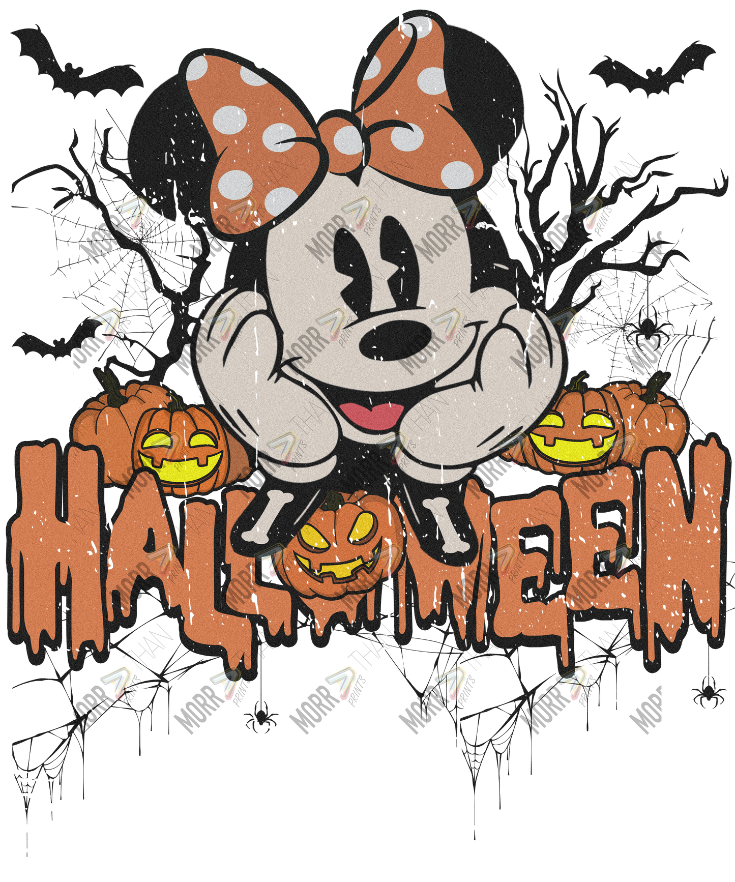 Girl Mouse Halloween Spiderweb DTF Print