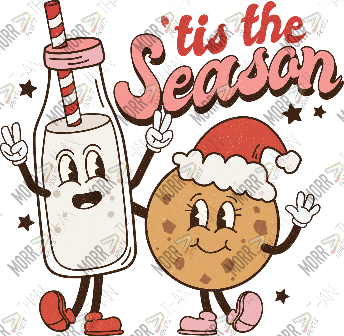 Tis the Season Cookie and Milk Christmas DTF Print