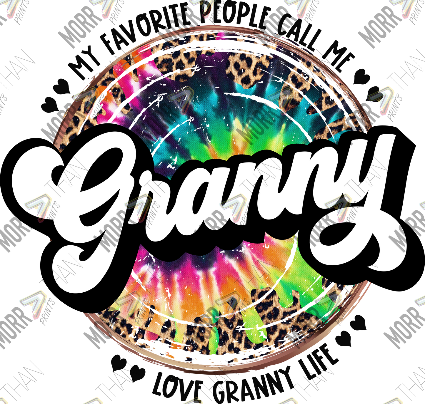 Favorite Granny Tie Dye DTF Print