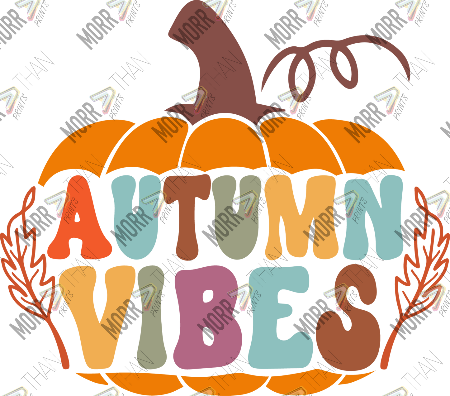 Autumn Vibes Pumpkin Text DTF Print