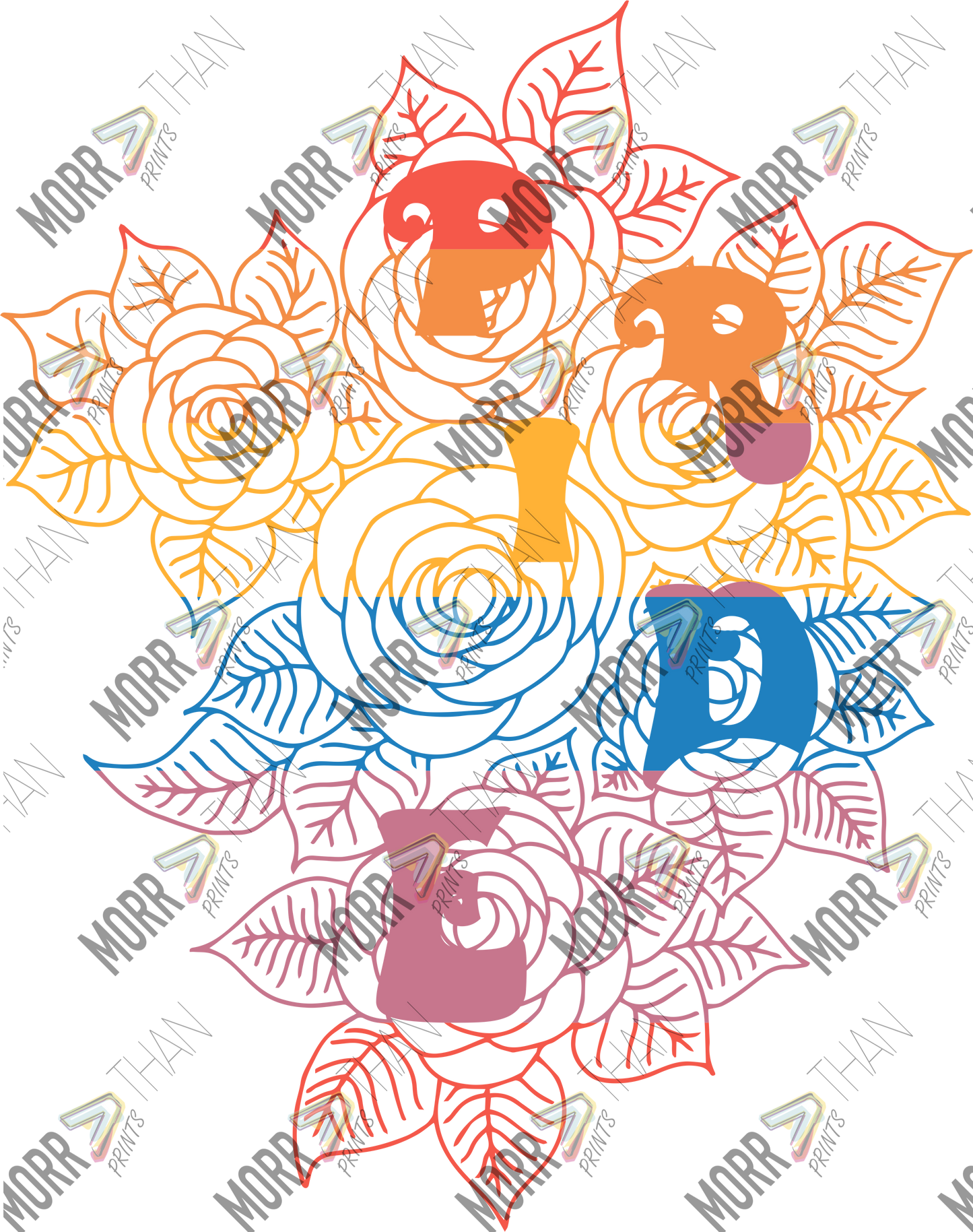 Pride Rainbow Rose Outline