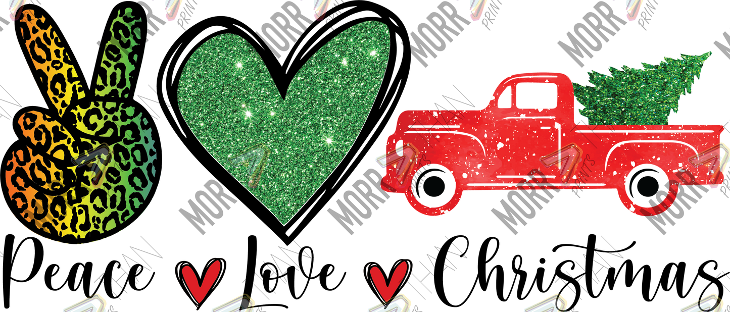 Peace Love and Christmas Red Truck and Tree