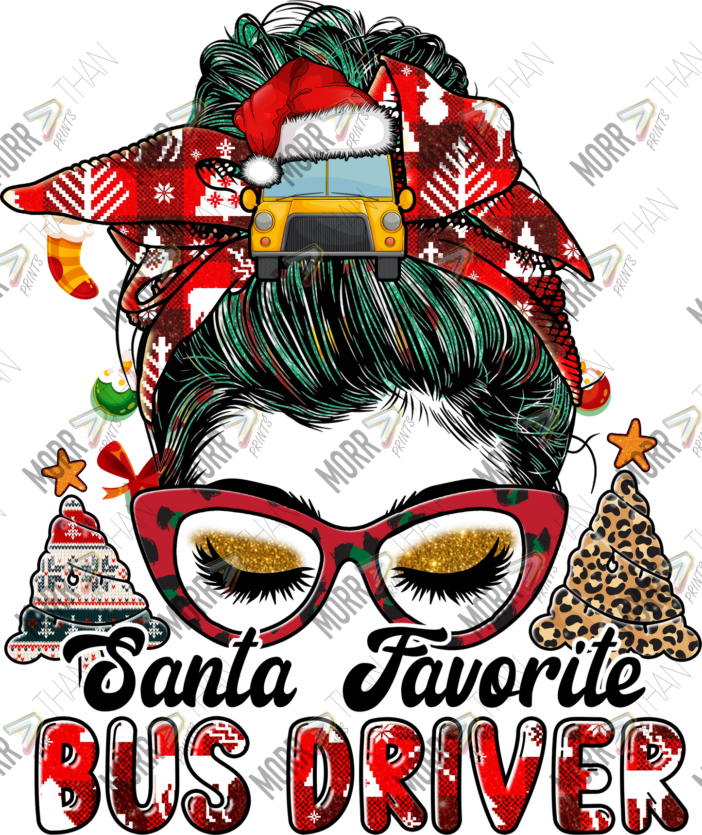 Messy Bun Christmas Bus