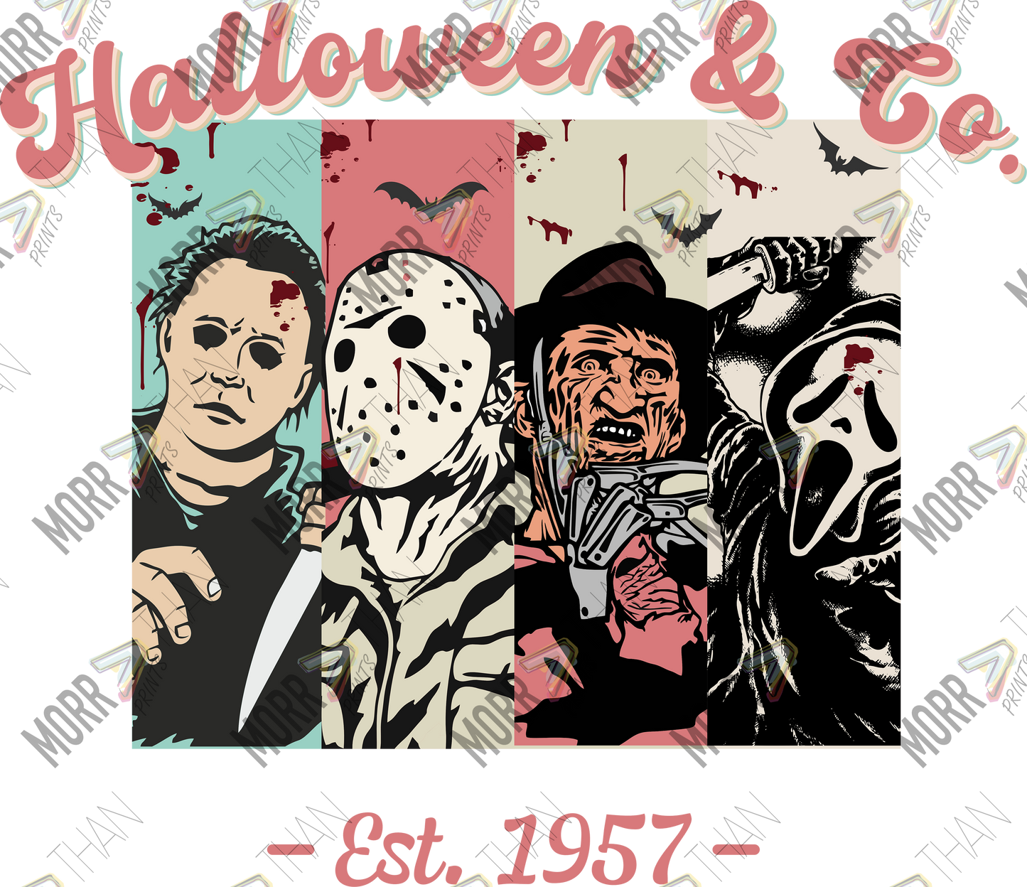 Halloween and Co Characters 1957 DTF Print