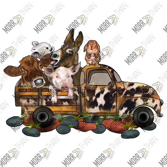 Cow Print Truck and Farm Animals