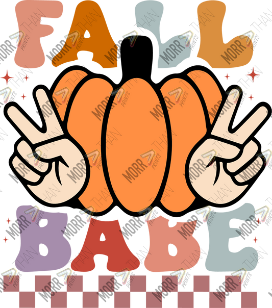 Fall Babe Pumpkin Peace Fingers DTF Print