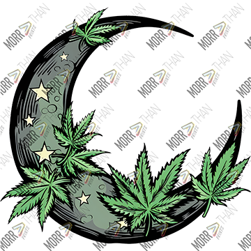 Moon with Marijuana Leaves