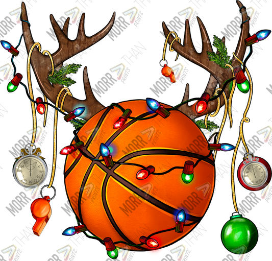 Christmas Basketball Antlers DTF Print