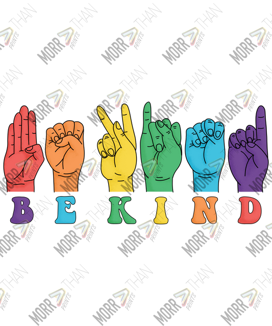 Be Kind Rainbow Hands Sign Language B