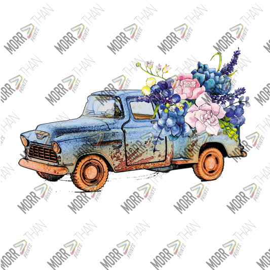 Blue Truck With Flowers