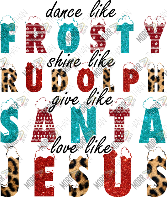 Frosty Rudolph Santa Jesus Lettering