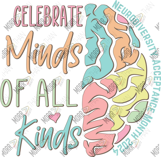 Autism Celebrate Minds of All Kinds Colorful Brain