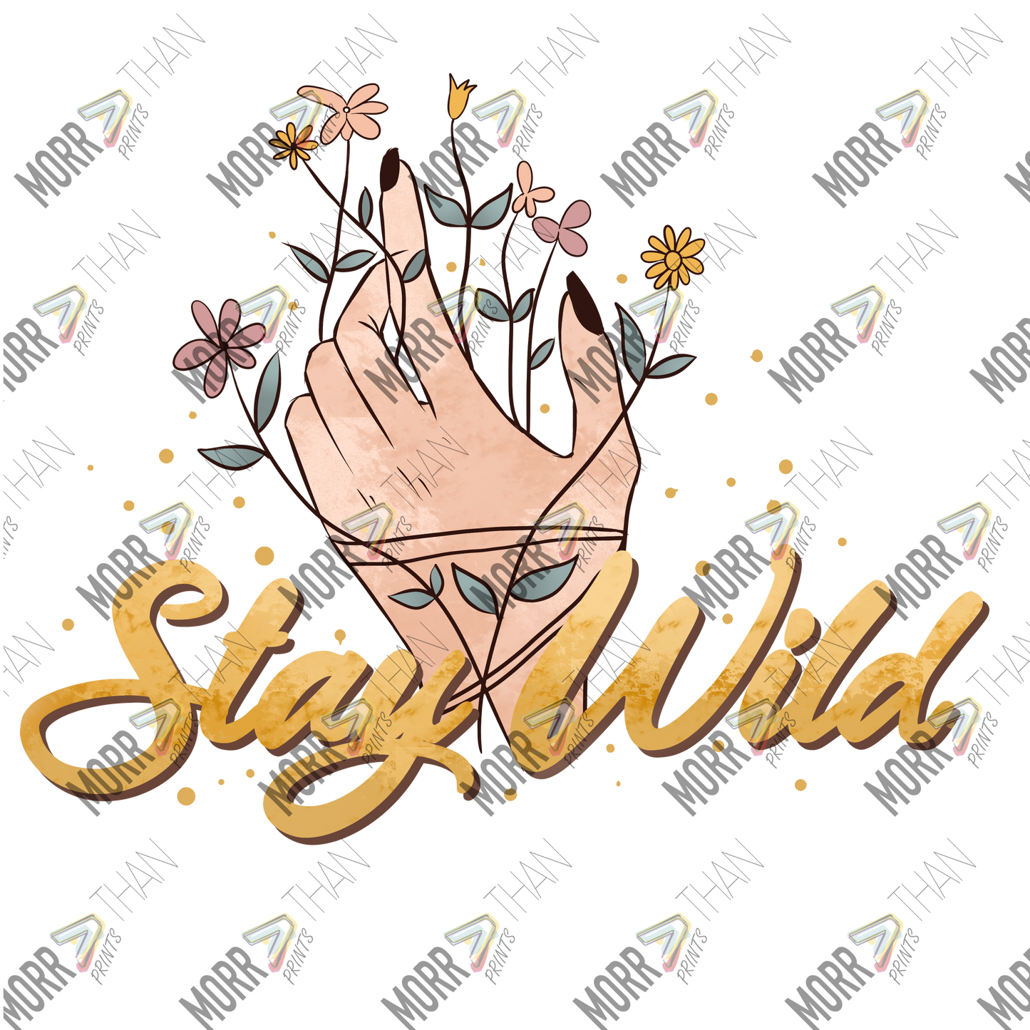 Stay Wild Gold Floral Hand