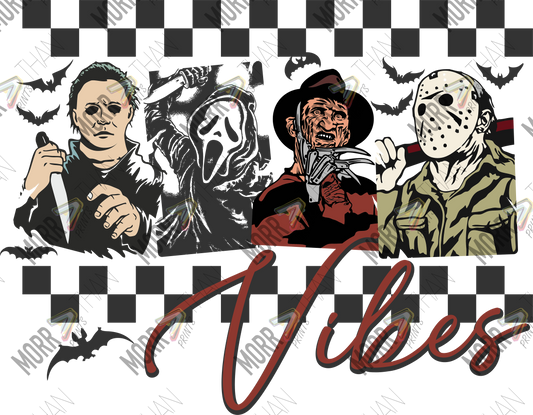 Horror Characters Vibes Checkered DTF Print