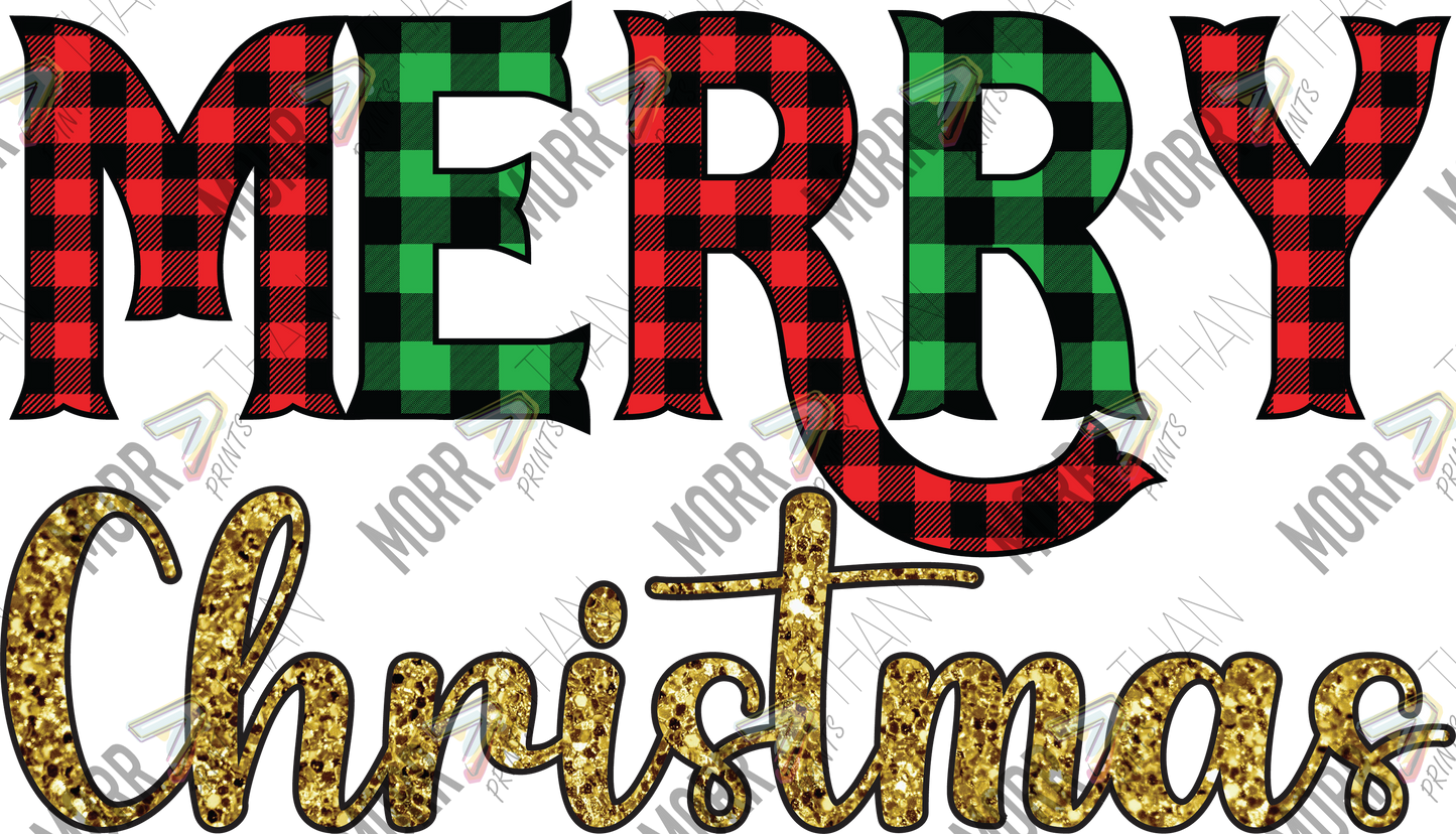 Merry Christmas Green Red Plaid