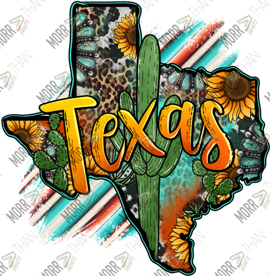 Texas State Cactus DTF Print